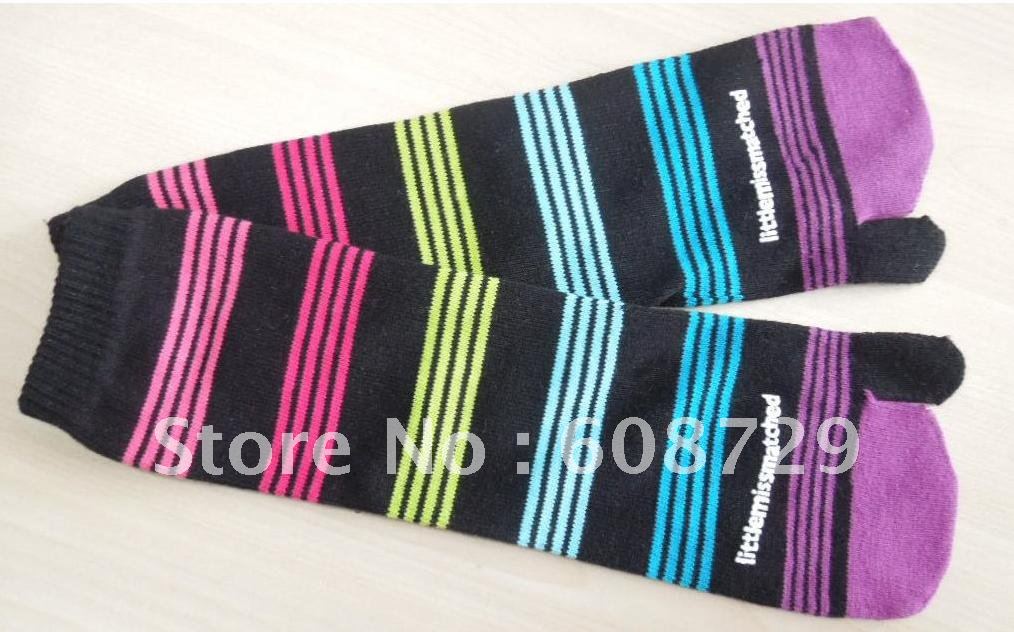 Spring Two-toe stripe lady socks floor socks Cute fashion Best gifts