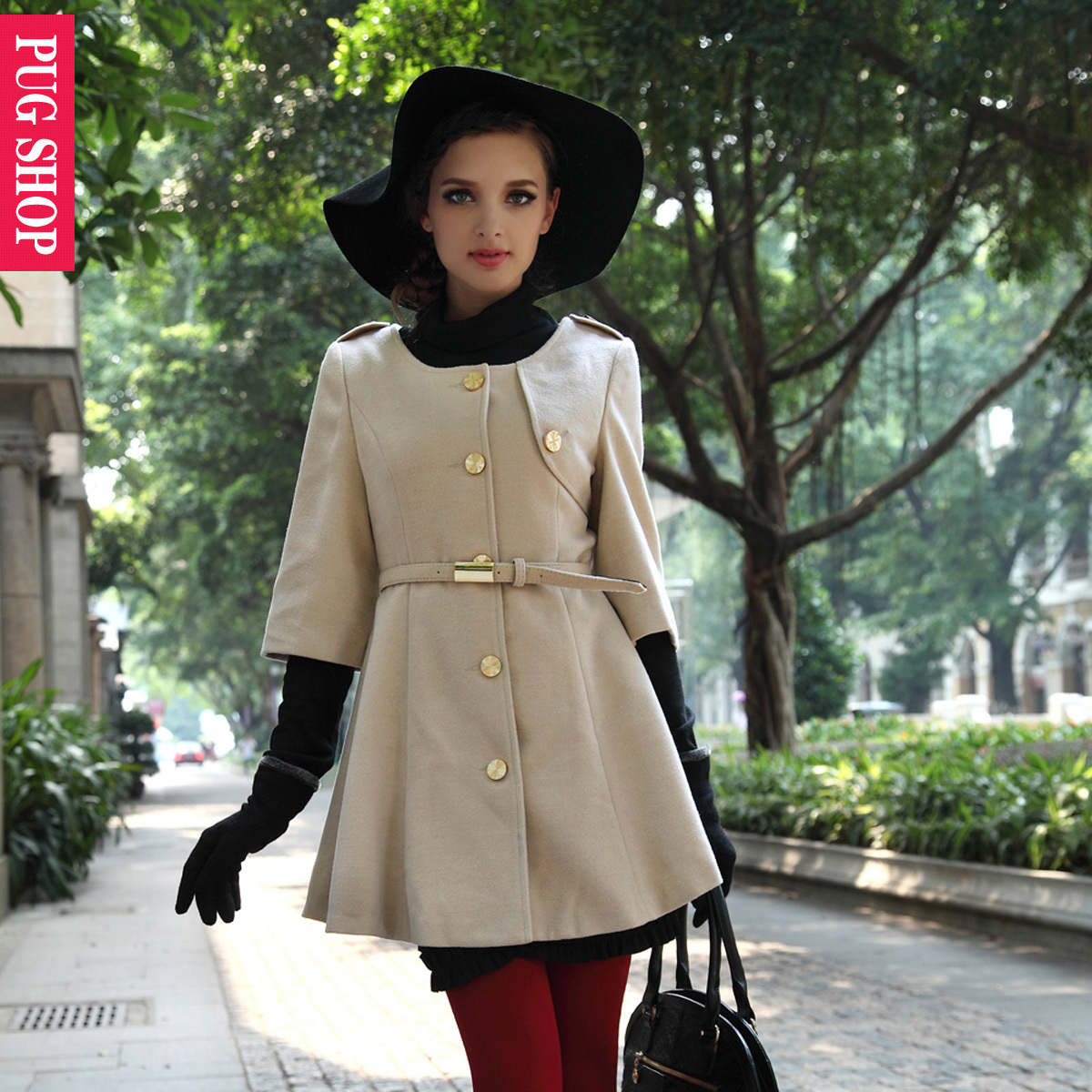 Spring veronica then o-neck fifth sleeve small woolen trench short jacket
