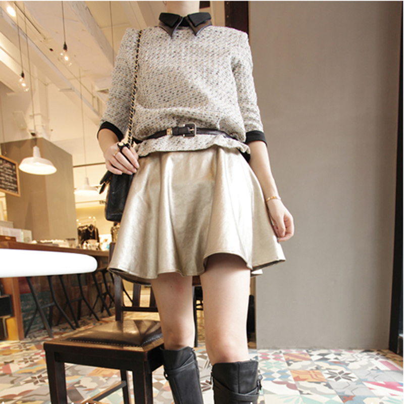 Spring vintage leather skirt 8518-bs04