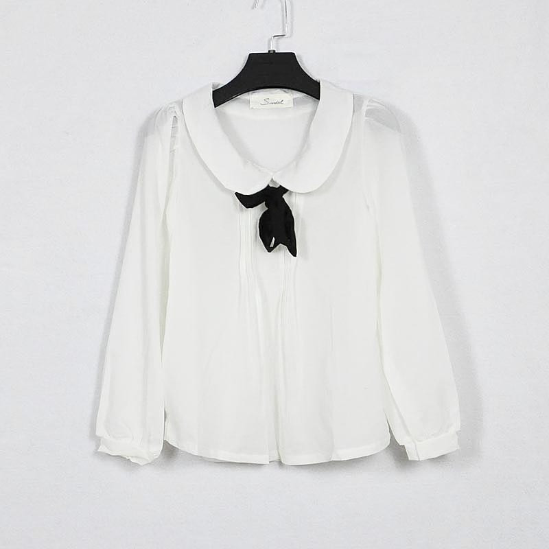 Spring vivi2 women's peter pan collar shirt bow chiffon shirt SH