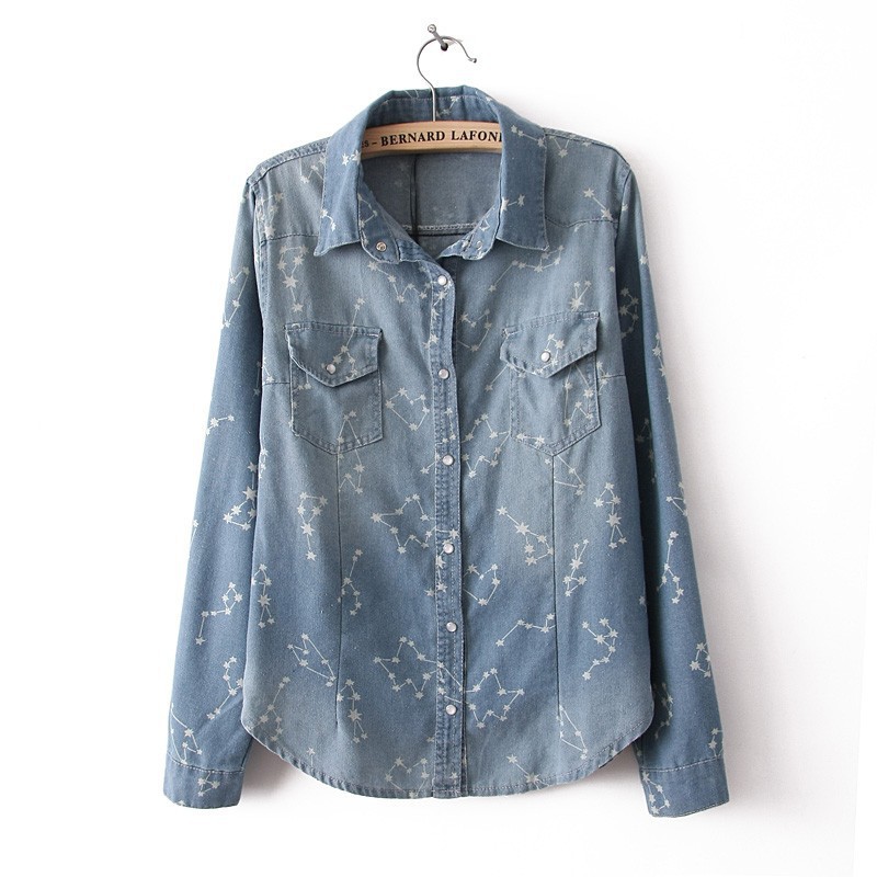 spring water wash retro finishing vintage female denim shirt, woman jeans, jeans dress women