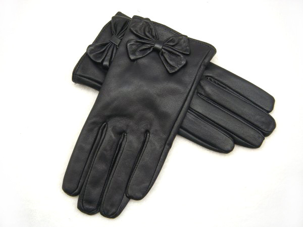 Spring Women genuine leather gloves bow thin sheepskin gloves fashion