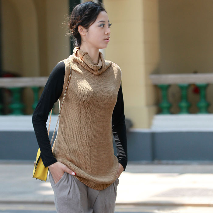 Spring women's 2013 heap turtleneck sleeveless vest Women sweater vest slim sweater