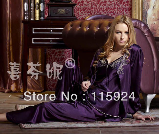 Spring women's faux silk sexy sleep set lounge piece set plus size plus size! Wholesales!~M/L/XL # 62322