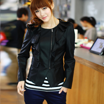 Spring women's handsome laciness lace leather clothing outerwear