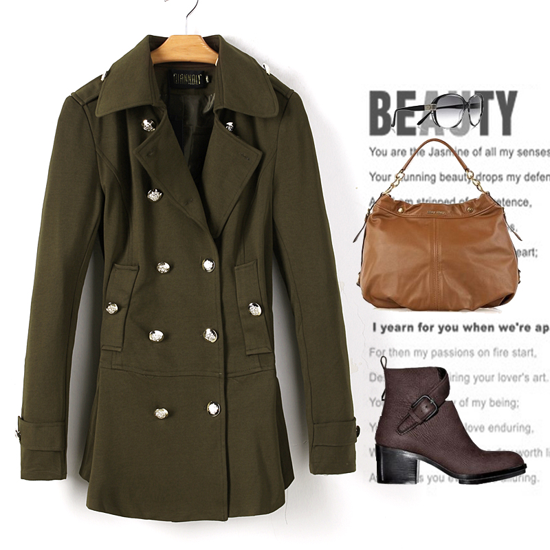 Spring women's military wind slim skirt outerwear women's double breasted trench female (WC090)