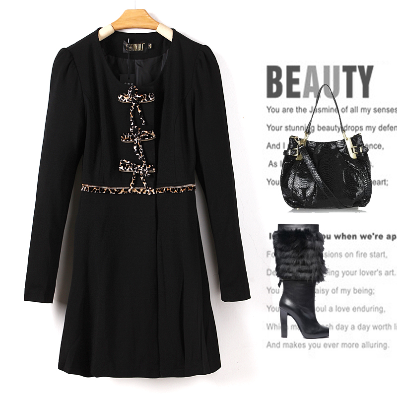 Spring women's slim outerwear skirt dress style o-neck women's trench female medium-long (WC090)