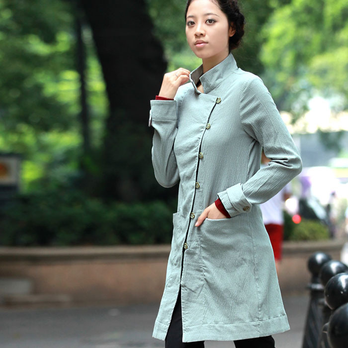Spring women's slim trench 100% cotton trench design long outerwear