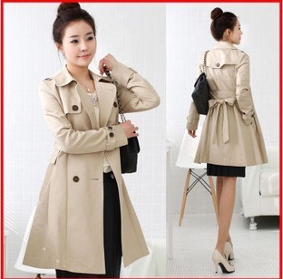 Spring women's small flower long design slim spring trench female outerwear