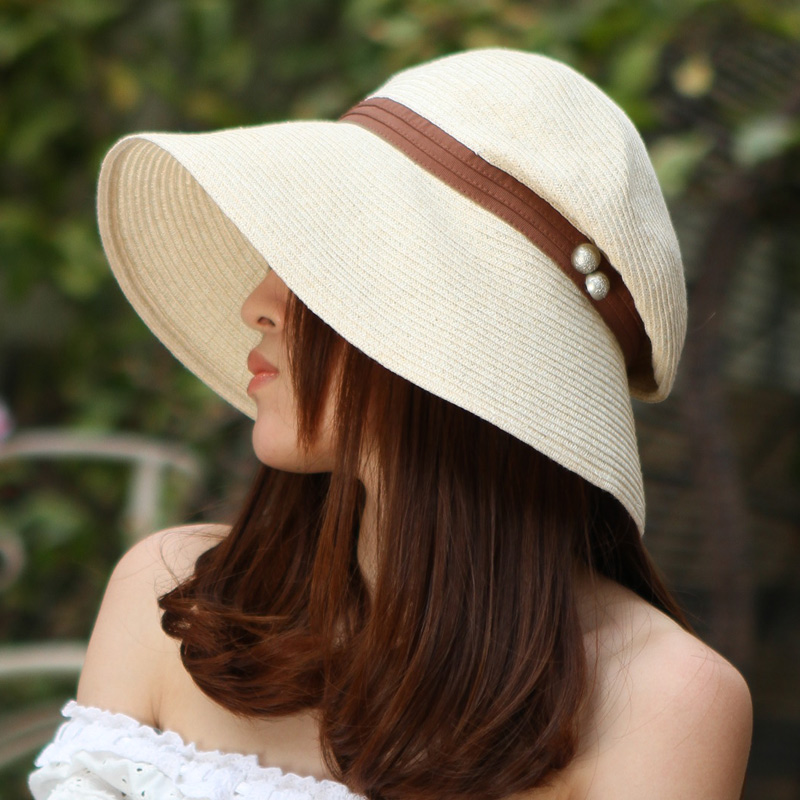 Spring women's sunscreen strawhat brief solid color bucket hats unique cap roll up hem cap