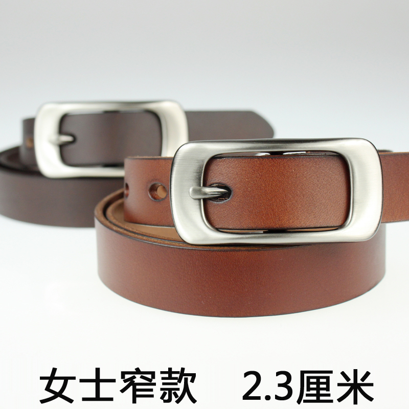 Spring women's Women genuine leather thin belt first layer of cowhide strap women's fashion skinny pants belt