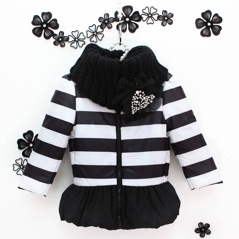 Square dot between children's clothing female winter child 2012 stripe slim waist bud general thickness wadded jacket outerwear
