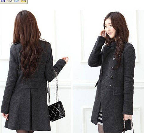 Stand-up collar Korean Slim double-breasted wool coat windbreaker with women wear costumes jacket free shipping