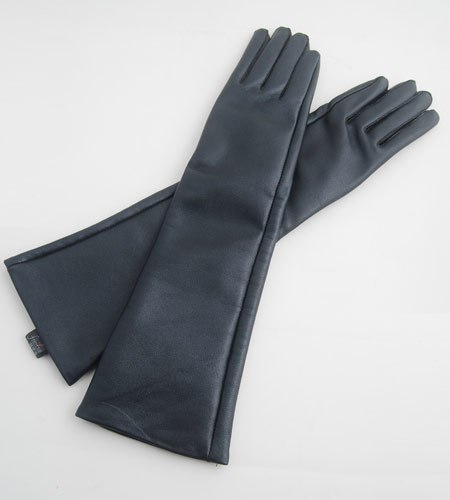 Star Foreign Trade 40 t ruslana korshunova fashion genuine leather long gloves black pearl