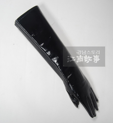 Star Foreign Trade 40cm long design sheepskin sheep japanned leather fashion genuine leather long gloves black