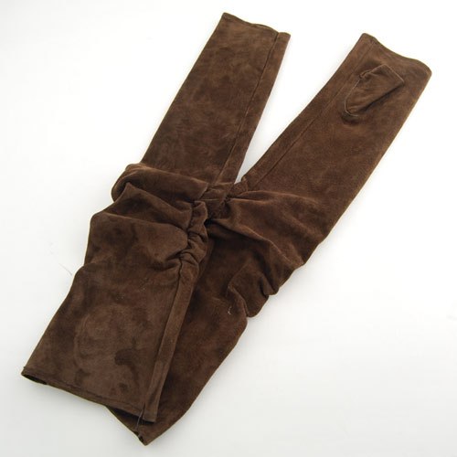 Star Foreign Trade 40cm long design suede leather deep brown fashion genuine leather half finger fingerless long gloves