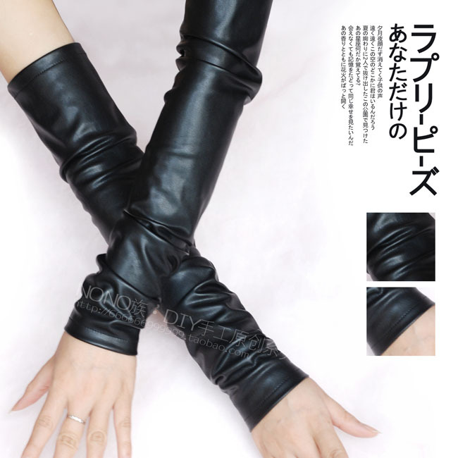 Star Foreign Trade Long gloves female winter leather gloves long design women's leather long gloves half finger leather gloves