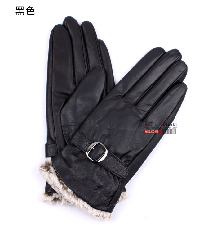 Star Foreign Trade Winter thickening cowhide women's hasp thermal fleece lined genuine leather gloves winter