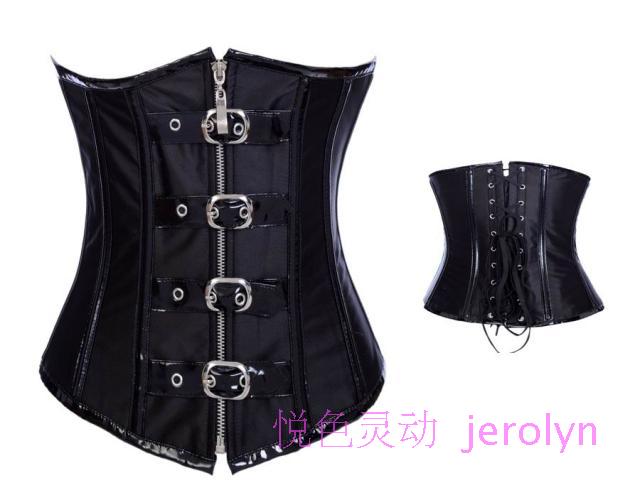 Steel 2012 women's cummerbund belt clip short design shapewear leather vest shaper motorcycle