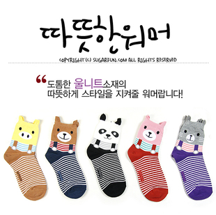 Stereo ear cartoon socks animal 100% cotton sock suspenders knee-high socks female socks