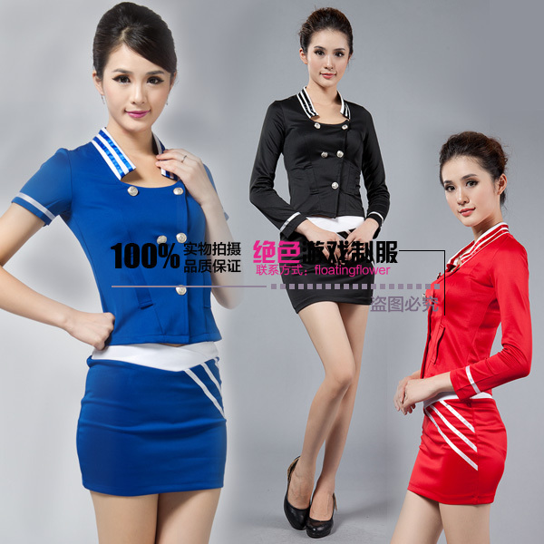 Stewardess clothing summer stewardess uniforms professional set ktv clothes female work wear