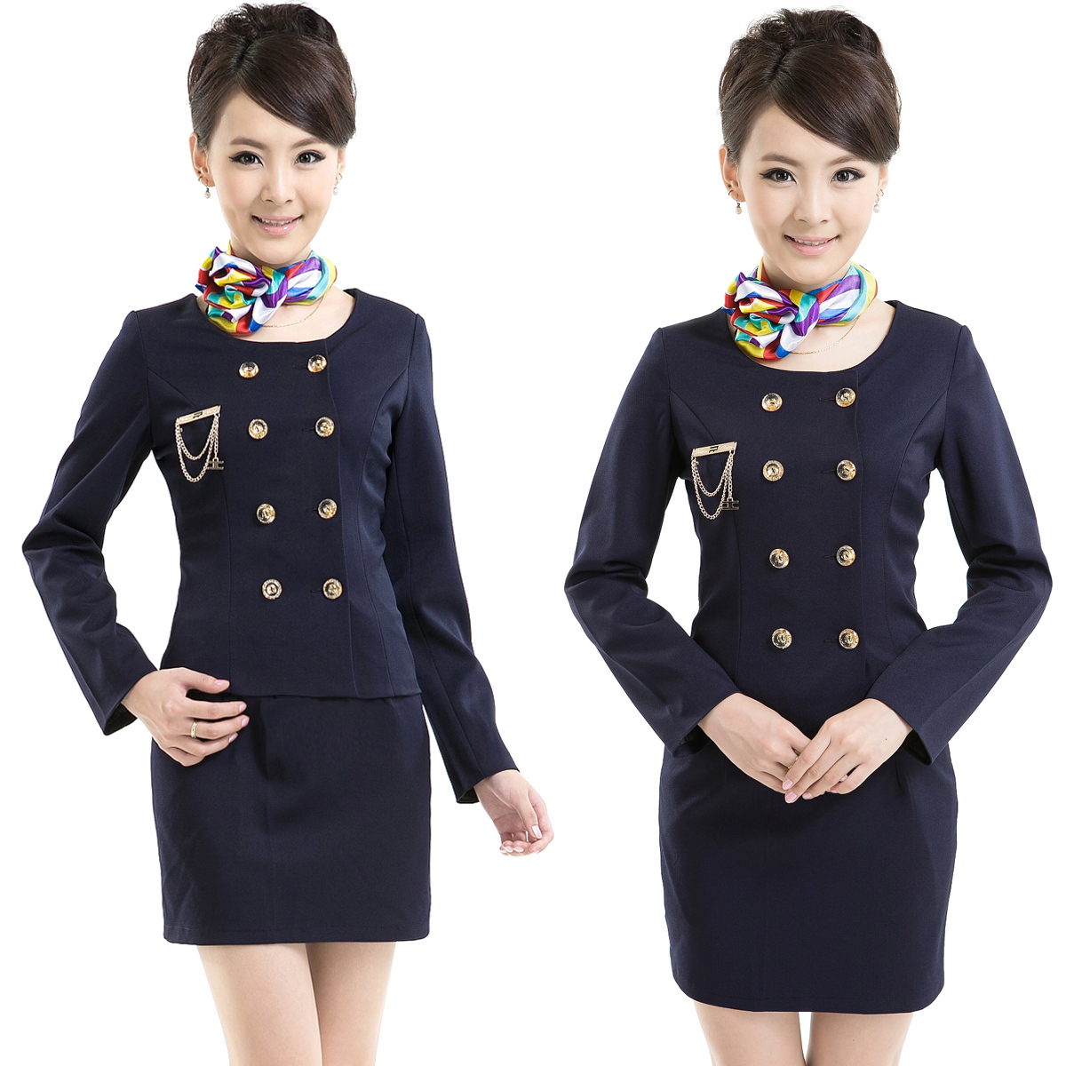 Stewardess uniforms professional set work wear autumn and winter work wear long-sleeve female