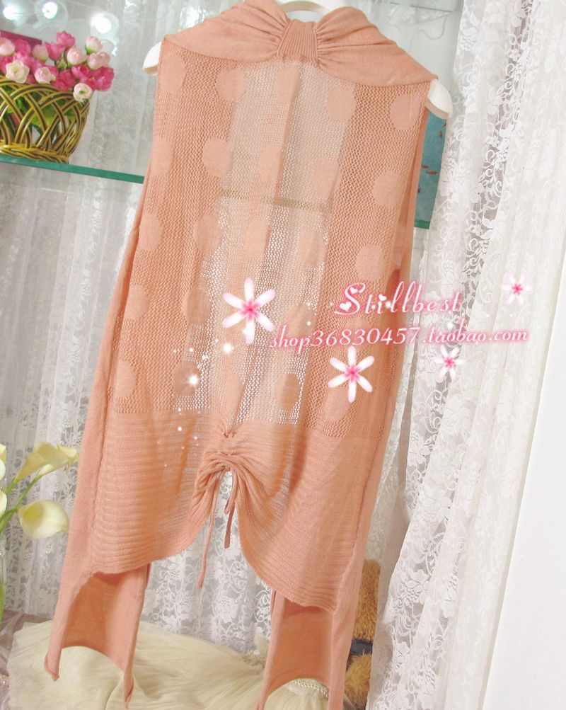Stillbest high quality sweater back cutout dot bow sweet sweater