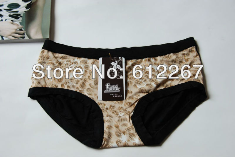stock 6 pcs/lot mix colors availablebamboo fiber lady panties  soft women leopard panties 3 color  free shipping