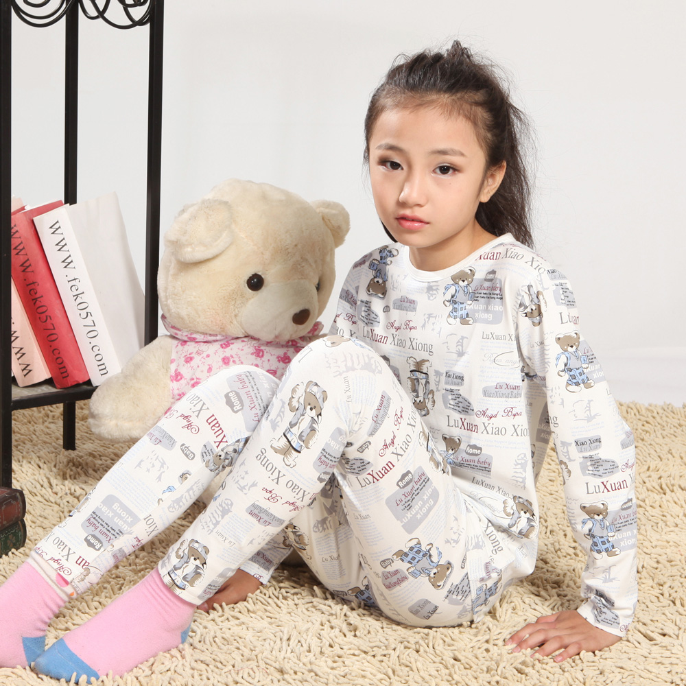 Stonebaby children's clothing spring 100% cotton sleepwear underwear long johns gift packaging cartoon bear pattern