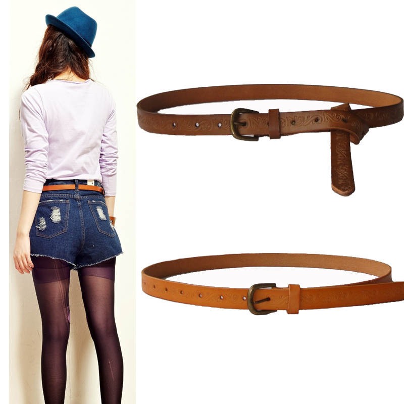 Strap female belt genuine leather thin all-match belt women's crushing women's cowhide belt 1006