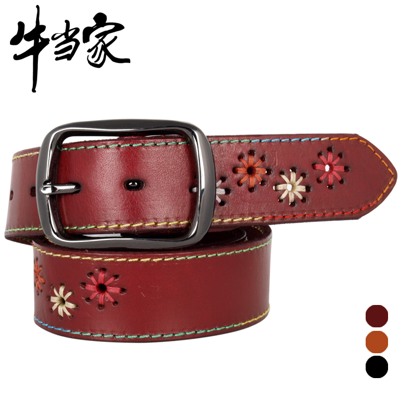 Strap female red belt female wide belt genuine leather strap female first layer of cowhide women's belt female 261