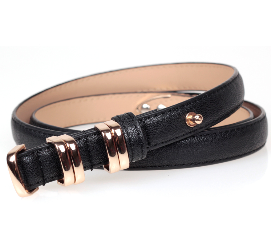 Strap Women genuine leather fashion thin belt all-match decoration belt women's black strap belt