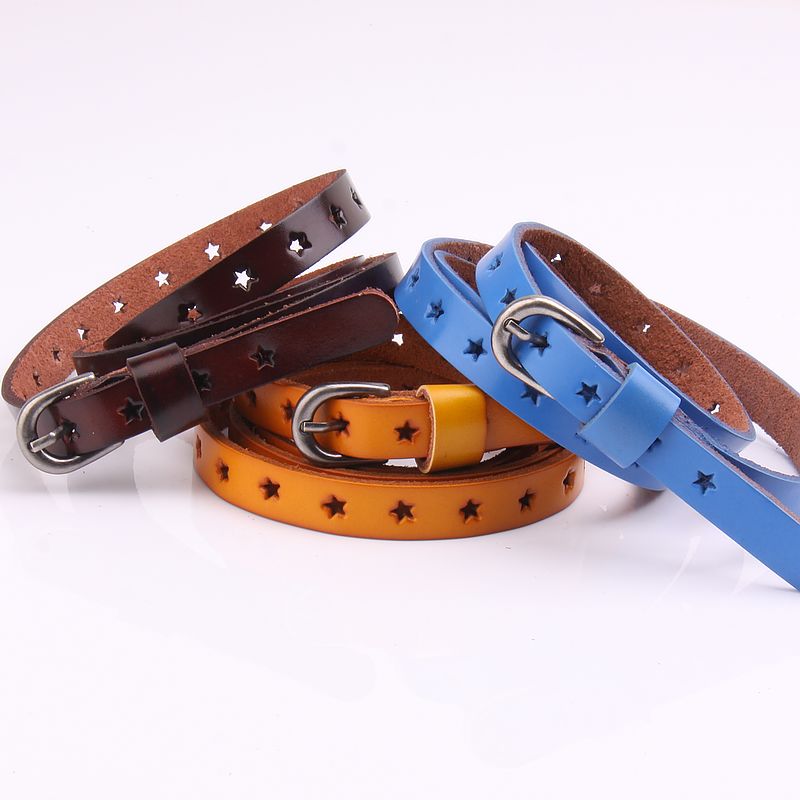 Strap women's genuine leather genuine leather strap thin all-match belt Women tieclasps belly chain decoration
