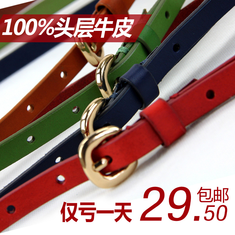 Strap women's genuine pure leather first layer of cowhide strap thin all-match belt Women tieclasps belly chain 063