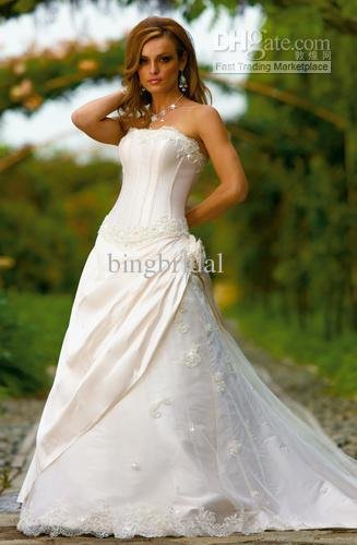 Strapless Chapel Train Taffeta wedding dress for bride style BB65 Hot Sell A-Line/Princess