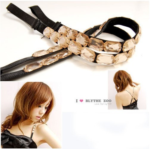Strapless clothes multicolour gem double shoulder strap underwear bra