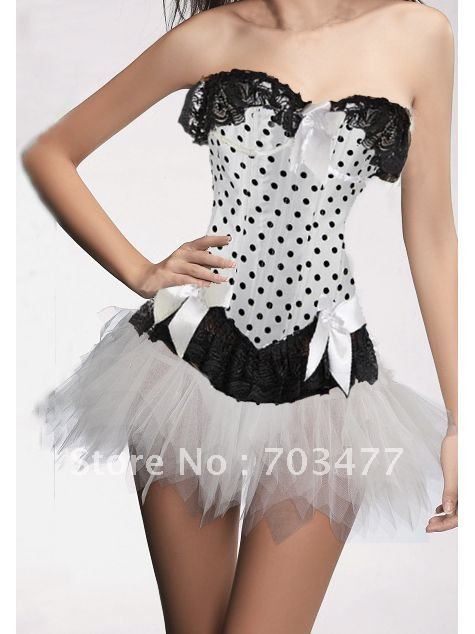 Strapless corset with white dress bow lace up corset dot corset dress wholesale and retailer high quality competitive price