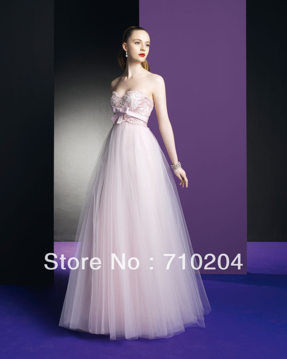 Strapless Floor Length Zhuhai Murad Evening Dress Light Pink