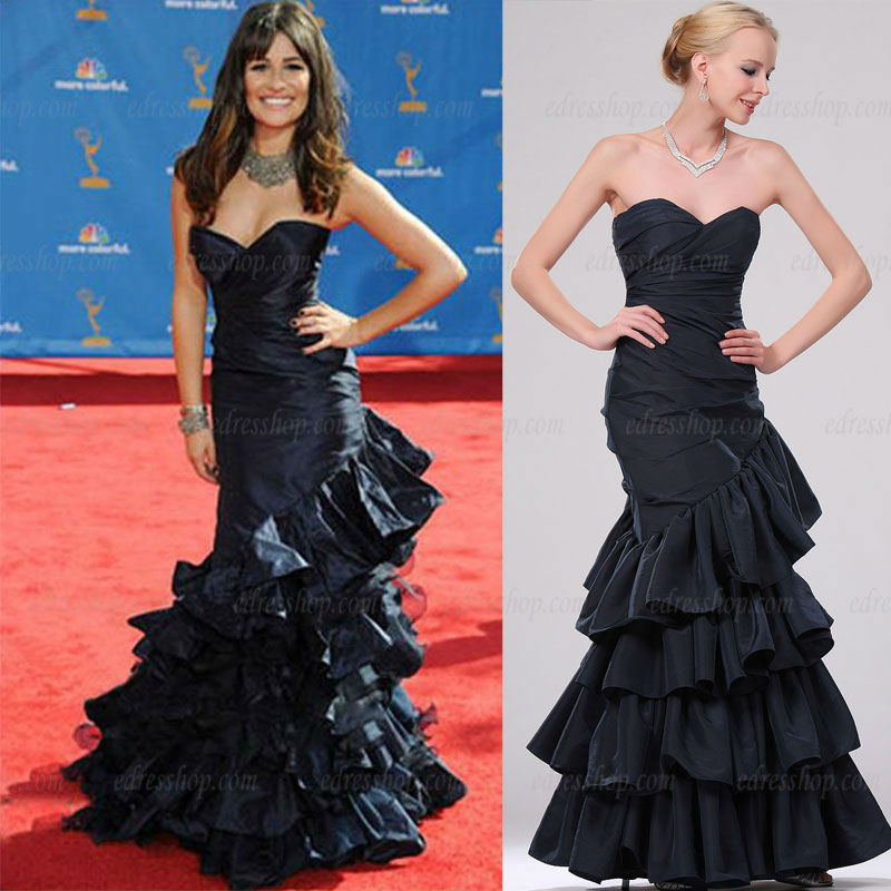Strapless Mermaid Pleated Tiered Evening Celebrity dress