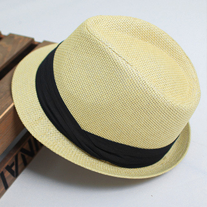Straw braid fedoras short brim plain jazz hat lovers design male general strawhat