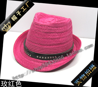 Straw braid hat beach fashion jazz male women's spring summer outdoor hiphop hat rose