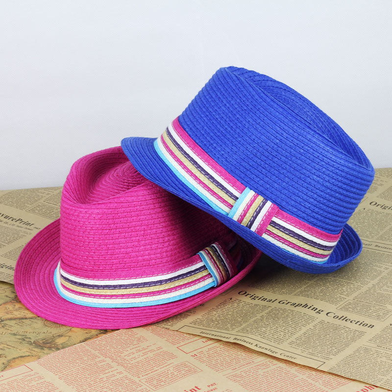 Straw braid small fedoras jazz hat sun hat spring and summer beach lovers hat