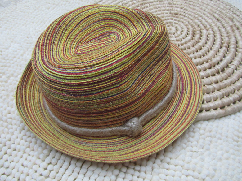 Straw hat Sir Migo British wind colorful rainbow pattern woven hemp hats for men and women shade beach hipsters