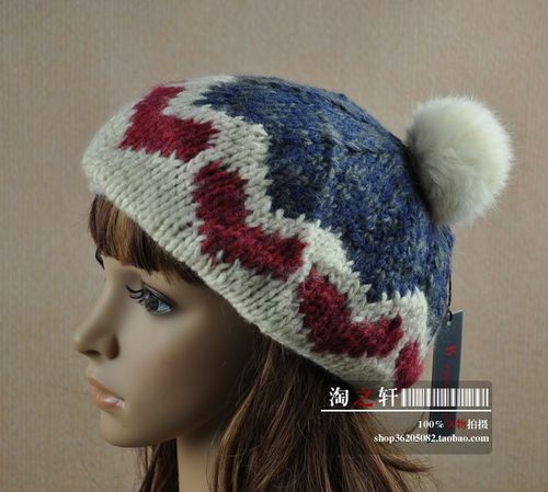Strawberry big love color block macrospheric beret knitted hat female winter hat