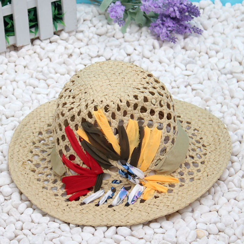 Strawhat summer hat sunbonnet beach cap sun hat flower straw braid hat