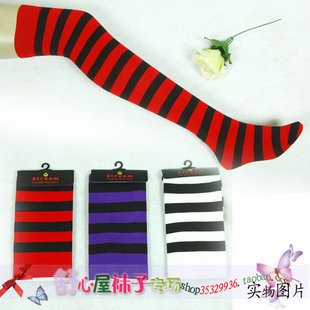 Stripe knees stockings transverse stripe multicolor high socks cosplay long socks Christmas stocking Free Shipping