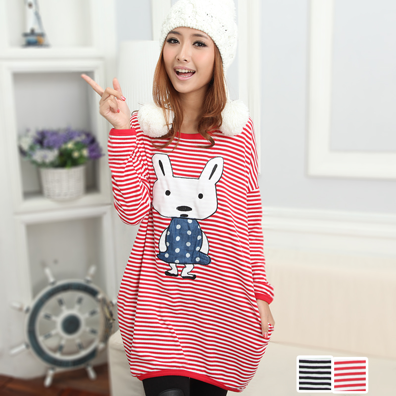 Stripe loose maternity clothing maternity top spring maternity batwing shirt spring basic shirt W1S