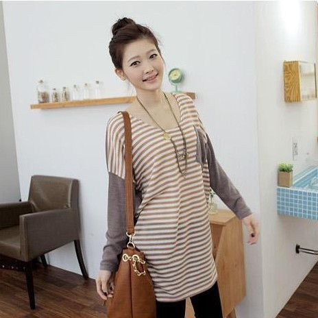 Stripe maternity clothing spring and autumn maternity long-sleeve top maternity t-shirt maternity basic shirt autumn and winter