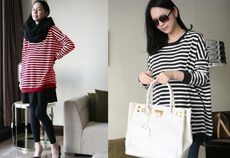 Stripe maternity outerwear loose maternity sweatshirt charm outerwear spring and autumn maternity clothing