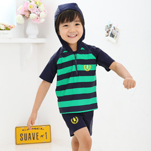Stripe sunban fabric child swimwear male child swimwear baby swimwear 1296